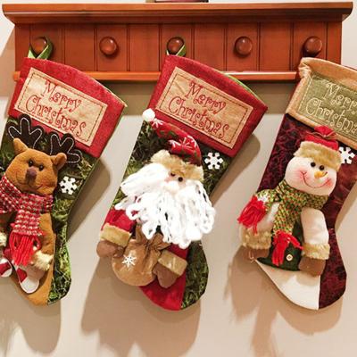 China Pile Christmas Decoration Supplies Velvet Christmas Stocking 2021 For Embroidery Christmas Gift for sale