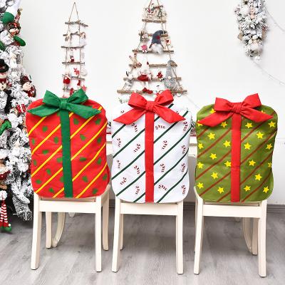 China Fabric Christmas Restaurant Cartoon Chair Covers Bowknot Is Gift Bag Chair Sets Christmas Decoration Atmosphere And Toy Items for sale