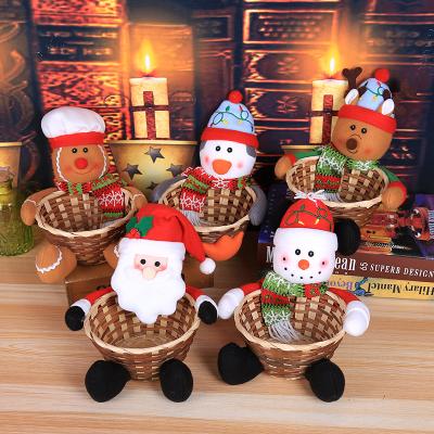 China Cloth + Bamboo Christmas Stick Candy Basket Christmas Decorations Office Supplies Children's Bamboo Christmas Decorations Box Large for sale