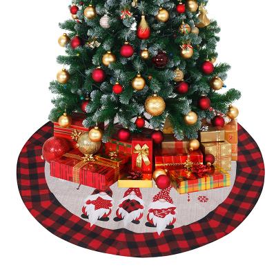 China FABRIC Christmas Items Decorated Christmas Tree 122cm Forest Tree Skirt Red Black And White Body Bottom Apron for sale