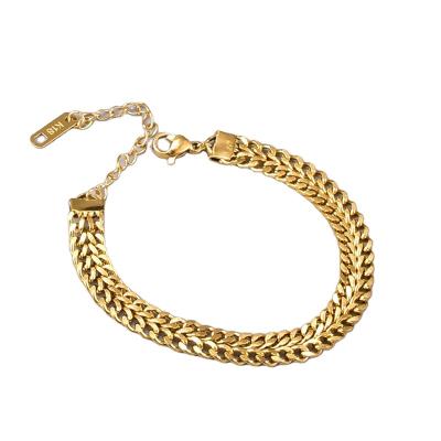 China New Retro Double 18K Gold Hyperbola Bracelet CIA Short Design Female Simple Couples Bracelet Girlfriends Chain Bracelet for sale