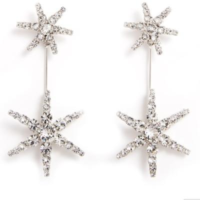 China FASHIONABLE Hot Selling 925 Silver Needle Diamond Six-Pointed Star Long Earrings Exaggerated Earrings Diamond Jewelry Female Earring for sale