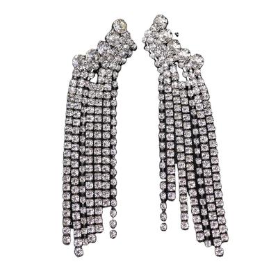 China FASHIONABLE Exaggerated shiny rhinestone fringe long earrings women fashion jewelry personality earrings for sale