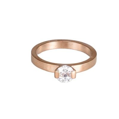 China Heart Titanium Steel Ring 18K Rose Gold Cubic Zirconia Wedding Ring Diamond Jewelry Gold Ring For Woman for sale