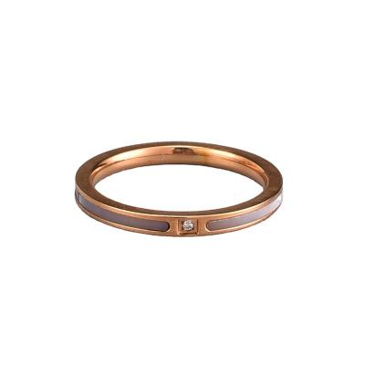 China Circular Micro-inlaid Shell Fashion Temperament Titanium Steel White Rose Gold Little Finger Jewelry Ring Woman for sale