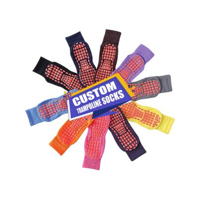 China Breathable Silicon Anti Slip Logo Cotton Grip Custom Trampoline Socks Breathable Wholesale Custom Bottom Socks for sale