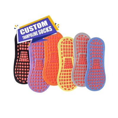 China Breathable Custom Breathable Sports Trampoline Grip Socks Children Kids Adults Non Slip Trampoline Jump Grip Sock for sale