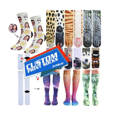 China Breathable Custom Design 3D Printing Socks Custom Logo Cotton Crew Socks Sublimation Print Pattern Sock for sale