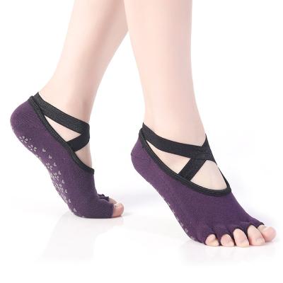 China New Five Finger Fitness Yoga Socks QUICK DRY Customized Floor Split 5 Toe Socks Pilates Non Slip Backless Socks for sale