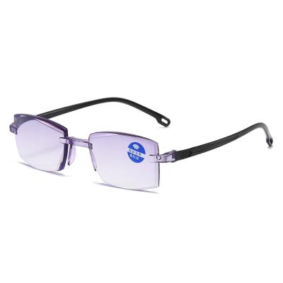 China High Quality Thin 8012 Frameless Diamond Cutting Anti Blue Rays Reading Glasses for sale