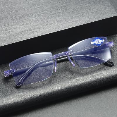 China 8009 Slim Long Range And Narrow Range Use Frameless Blue Rays Anti Reading Glasses for sale