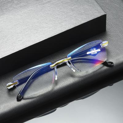 China 8013 Slim Frameless Blue Anti Rays Reading Glasses for sale