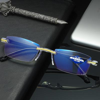 China 8013 thin unisex high quality rimless anti-blue reading glasses for sale