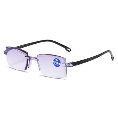 China PC 8012 Plastic Cheap Rimless Blue Slim Anti Reading Eyewear for sale