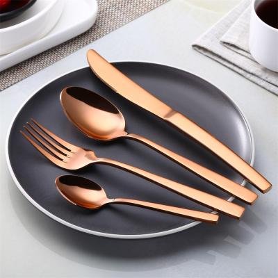 China 2022 Viable New Product Ideas Rose Gold Reusable Cutlery Cutlery Set Stainless Steel Spoon Knife Fork Viable Modern Eating Utensil Set for sale