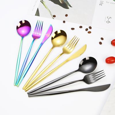 China 6pcs viable viable titanium PVD plated flatware set flatware set jogo de talheres black gold colored stainless steel flatware set for sale