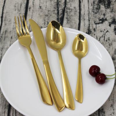 China MOQ Small Disposable Stainless Steel Flatware Set Gold Flatware Set Disposable Knife Fork Spoon Silverware for sale