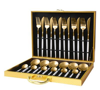 China 2021 new arrival alibaba china faqueiro online shopping viable dourado viable 24 piece flatware set stainless steel for sale