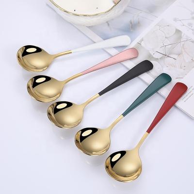 China 18/10 Tablespoon Viable Stainless Steel Gold and Color Coffee Titanium Dessert Paint for sale