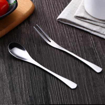 China Viable Teaspoon Stainless Steel Customize Logo Tea Spoon Fruit Fork Set For Hotel Restaurant Home for sale