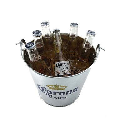 China Sustainable Factory Direct Custom Metal Tin Beer Bucket With Handle Galvanized Ice Bucket for sale