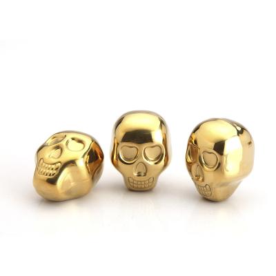 China Wholesale Custom Logo Minimalist And Shape Reusable Stainless Steel Skull Shaped Ice Cubes Whiskey Wine Chilling Stones For Bar Party for sale