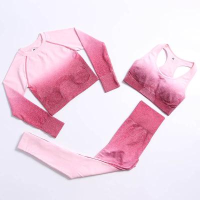 China 2022 New Style Nudity Tummy Control Gradient Wholesale Breathable Sports And Leisure Women Yoga Sets for sale