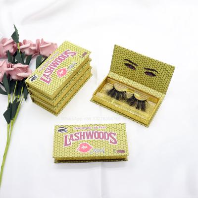 China Long Natural Yellow Lashwoods Eyelash Case With Magnetic Tray 8-25mm Mink Lashes Boxes Rectangular Eyelashes Packaging Box Cases for sale