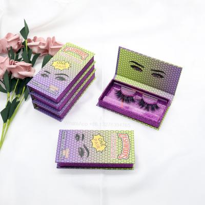 China Gradient Color Natural Green-purple Long Eyelashes Packaging Box 8-25mm Lashes Rectangle Box Wholesale Lashes Empty Boxes Package for sale