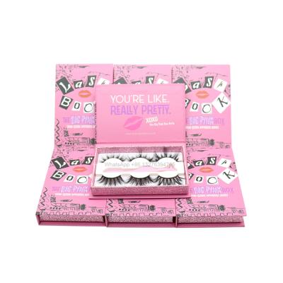 China Natural Long Three Pairs Burn Box Lash Book With Logo Wholesale Custom Mink Eyelashes Vendor Free White Lash Tray Book Eyelash Packaging for sale