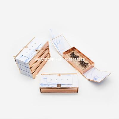 China Long Natural Private Label 1 Pack Lash Marble /pink /blue Lash Boxes Eyelashes Package Wholesale 3d Mink Lashes for sale