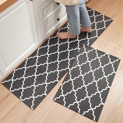 China Nordic Style Home Non-slip PVC Thickened Carpet Leather Home Foot Oil Proof Waterproof Kitchen Floor Mat for sale