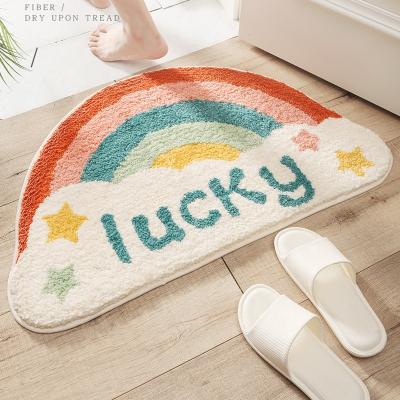 China New style washable anti-slip bathroom door mat home bathroom floor mat home small fresh semicircle foot absorbent pad for sale