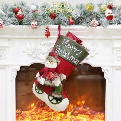 China Indoor Decor 3D Santa Snowman Christmas Stocking Gift Xmas Xmas Non-Slip Merry Stocking Bag for sale