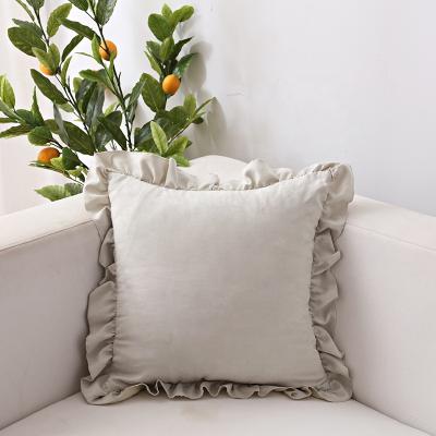 China Cool massage Lotus leaf skirt pillow cover small suede sofa headrest cover for sale