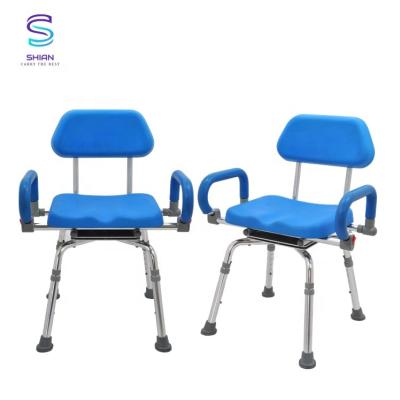 China L50.0 X W23.5 X H40.0 cm Blue Plastic Armrest Shower Seat Medical Chair for sale