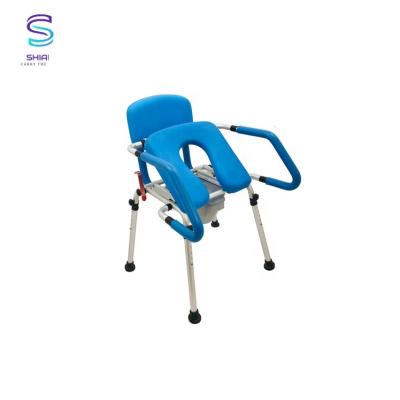 China Convenient Height Adjustable Shower Commode Chair With Backrest for sale