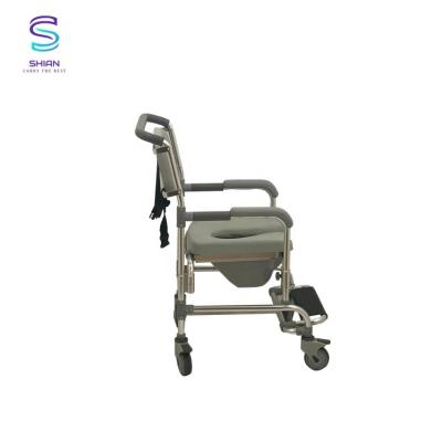 China White Folding Shower Toilet Wheelchair With Seat 94.6x22.7x58.2cm for sale