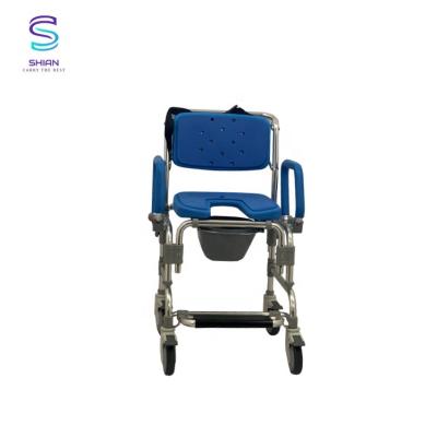 China Manual PVC Shower Commode Wheelchair With Toilet 95.15x28.18x53.03cm for sale