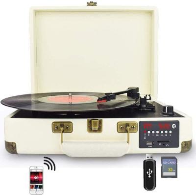 China suitcase turntable record player, with multifunctional BT/FM radio/USB port and SD card/Vinyl MP3 to M46 converter for sale