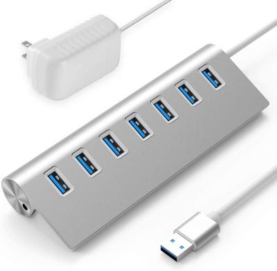 China 7-Port USB 3.0 Hub, Aluminum Data Hub with 5V/4A 20W Power Adapter for Desktop PC/Laptop BEST BUY U307 for sale