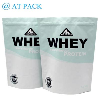 China Food Custom Printed Resealable 2.2lbs Matte Finish Protein Powder Packaging for sale