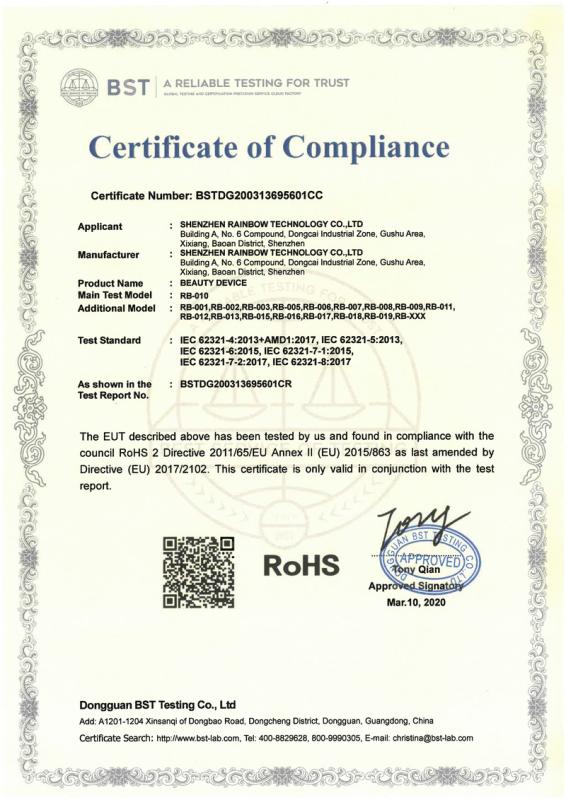 RoHS - ShenZhen Rainbow Technology  Co., Ltd