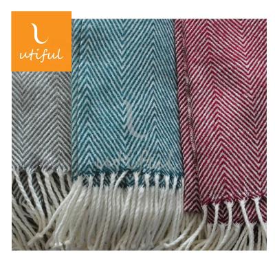 China Very Popular Fishbone Pattern Anti-pilling Acrylic Woven Throw Cover For Sofa for sale