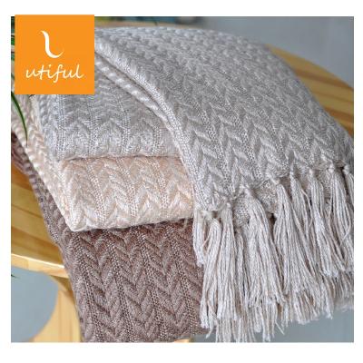 China HOT Pattern High Quality Herringbone Pink Acrylic Woven Throw Cover For Chair for sale