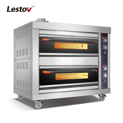 China High Efficiency Easy Operation Stainless Steel Tempered Glass Commercial Thick Bread Pizza Food Baking Oven Gas Deck Oven for sale