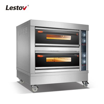 China Electric bakery kitchen high capacity hotel kitchen bakery equipment two deck bread baking pizza oven WFC-204DE for sale