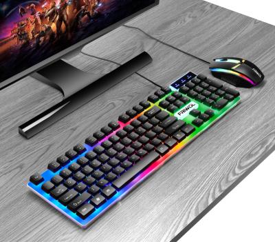 China Anti-fall Factory custom computer LED backlight gaming keyboard and mouse combos USB wired teclado Klavye mouse and keyboard sets for sale