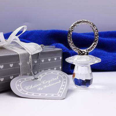 China Crystal Nipple Baby Baptism Souvenirs Wholesale Crystal Baby Pacifier Favors BA004 for sale