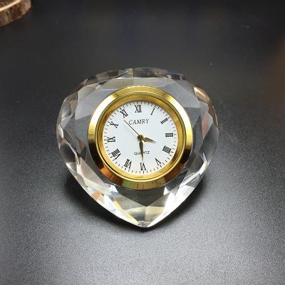 China Europe Wedding Favor Diamond Crystal Clock Glass Crystal Clock Wedding Souvenirs Gifts for sale